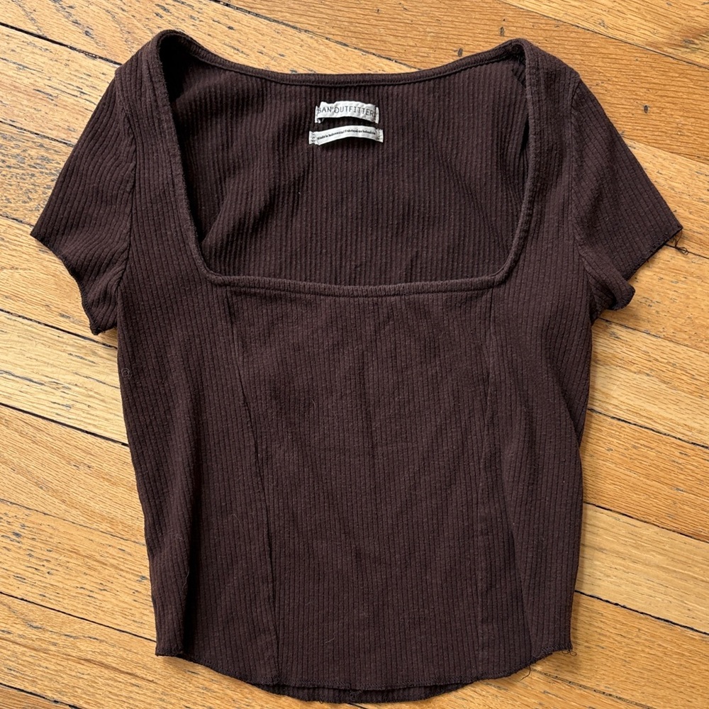 Urban Outfitters Dark Brown Ribbed Crop Top